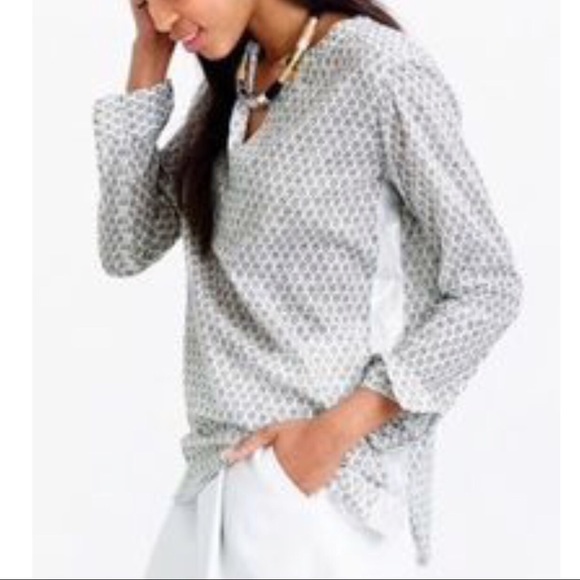 J. Crew Tops - J Crew Flower Block Pop Over Tunic